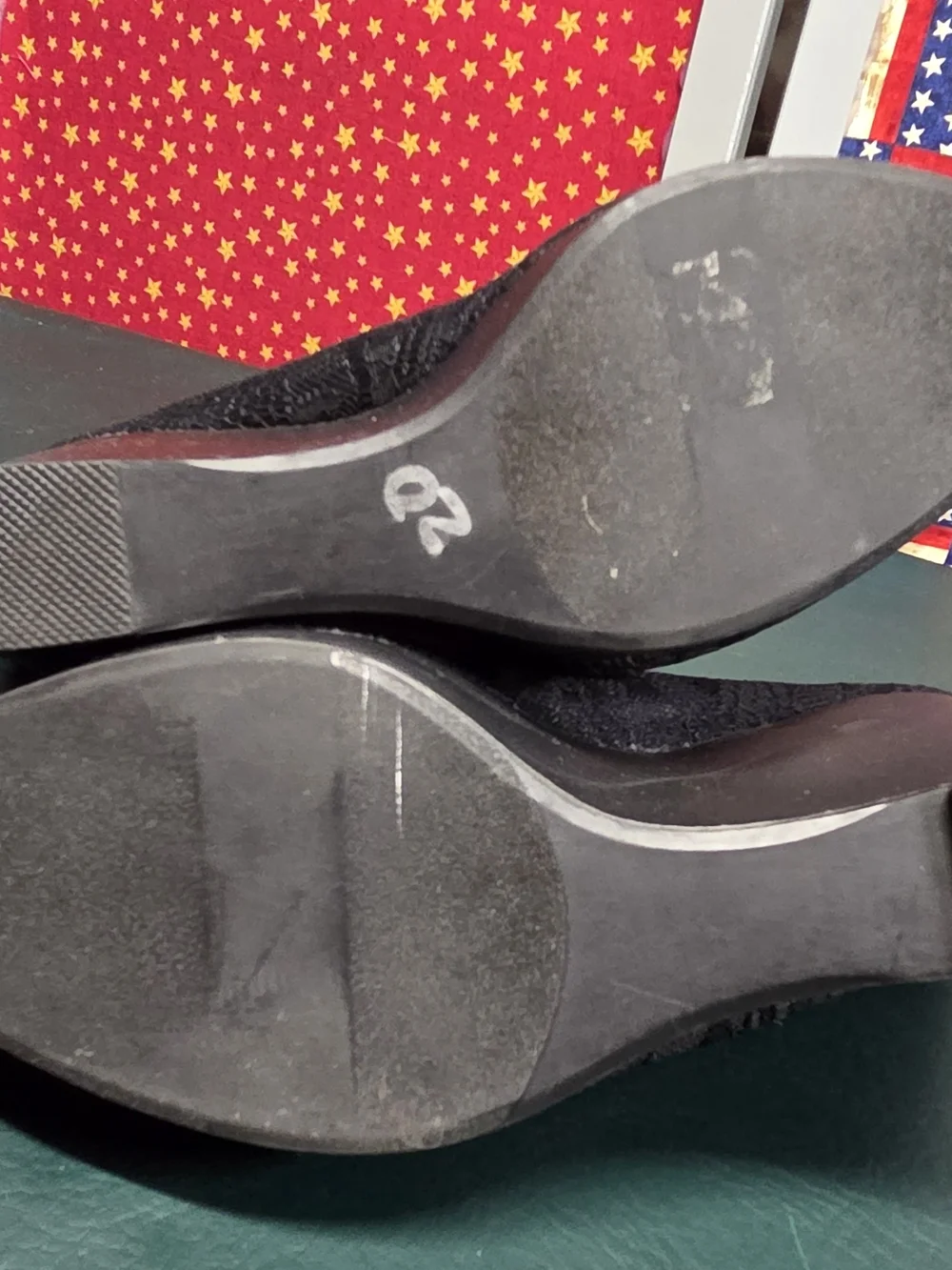 **Black Lace Wedge Pumps with Ankle Strap** - Picture 7 of 8